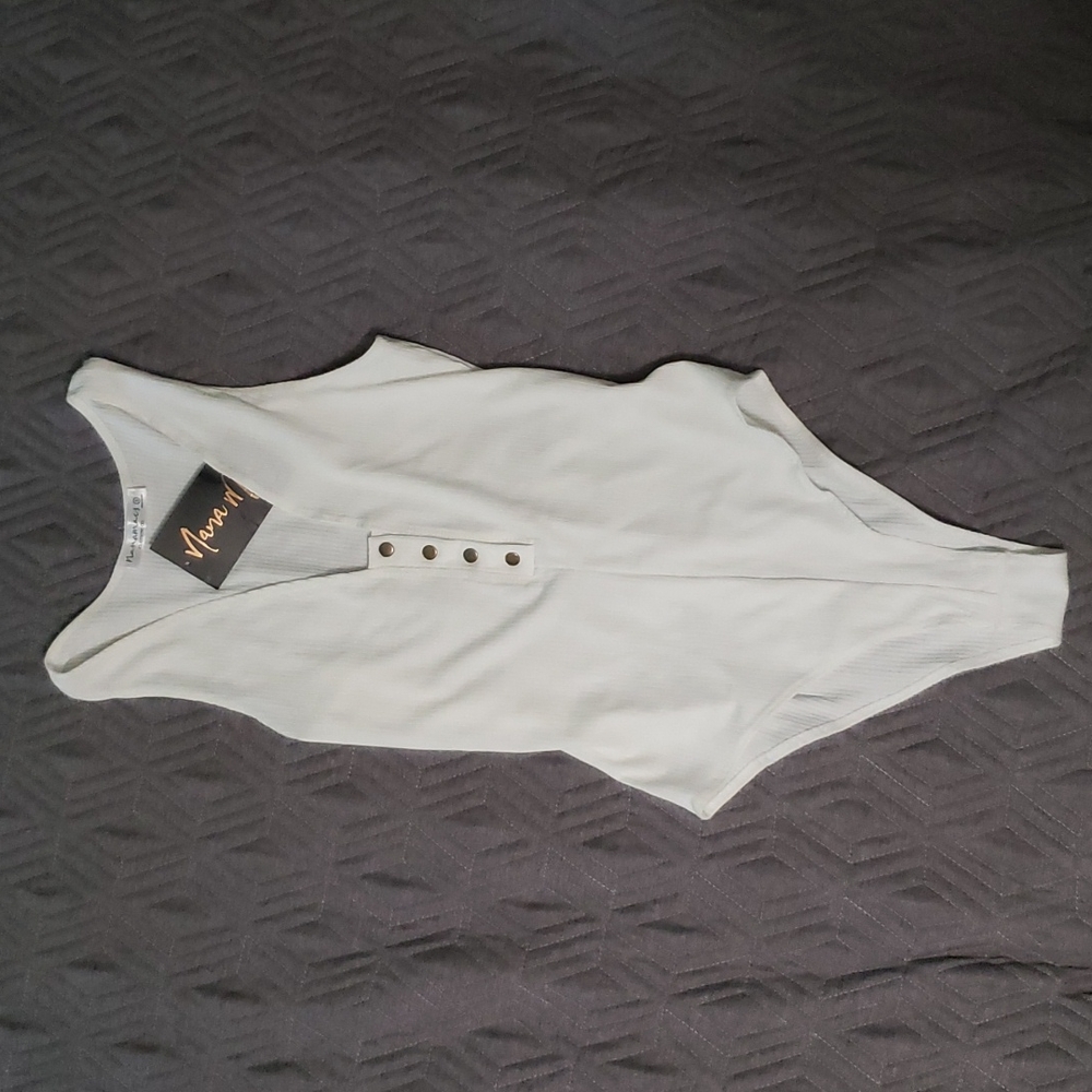 NanaMacs White Button Down Bodysuit